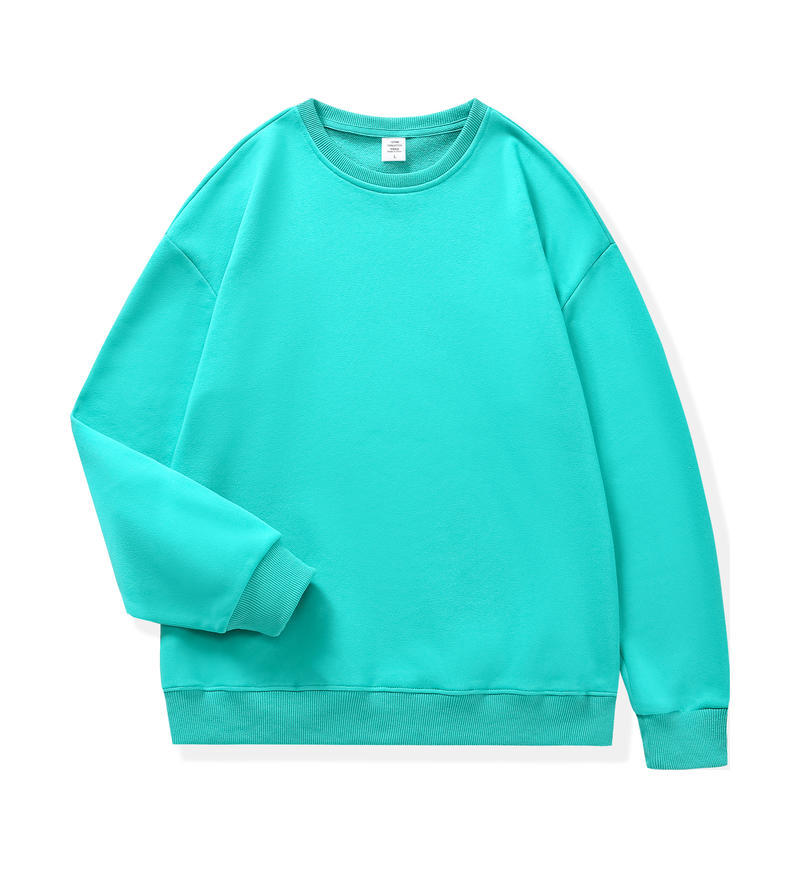 Camiseta de manga larga de algodón puro de color sólido para otoño e invierno, uniforme escolar de cuello redondo, sudadera promocional con logotipo impreso, uniforme de trabajo para grupos