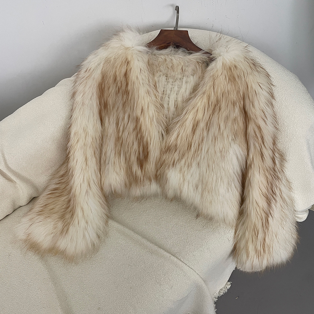 Damenbekleidung Damen Pelzmantel Herbst und Winter neuer Waschbärpelz verschlüsselt dick doppelseitig gewebter Pelzmantel modischer junger Stil_voghion.com