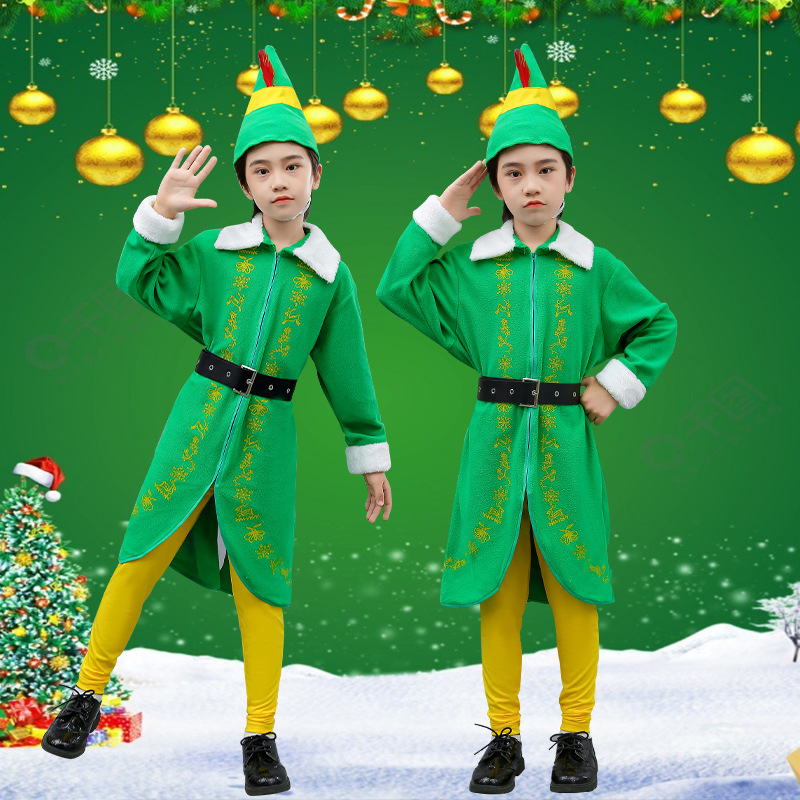 2023 nuevos niños de la Navidad ropa princesa vestido Otoño e Invierno manga larga engrosada elfo rendimiento los hombres