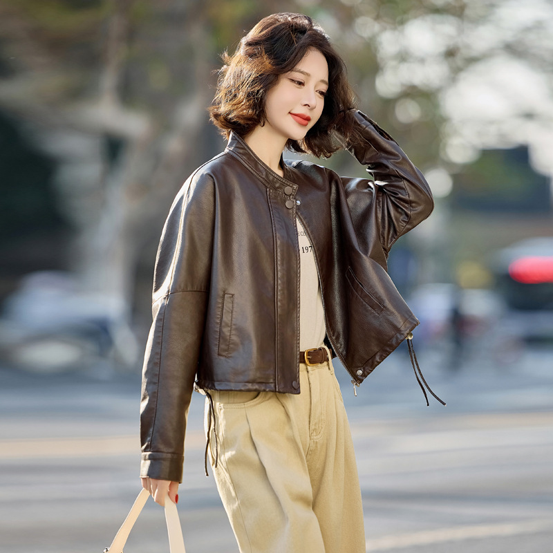 Haining Leather Jacket Women's Jacket 2025 Spring and Autumn New Fashion Sheepskin Jacket Fashion Casual Loose Slim Top