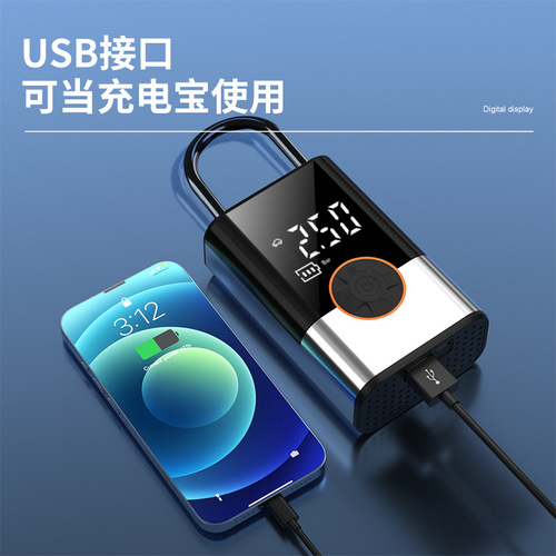 Cross-border mini portable car air pump multi-function handheld car air pump wireless digital display emergency air pump