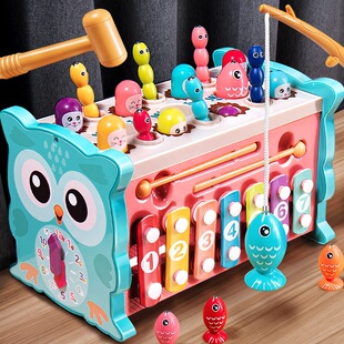 Children 1-2-3 Years Old Fishing Toys Woodpecker Catching Insects Montessori Baby Early Education Intelligence Development Whack-A-Mole