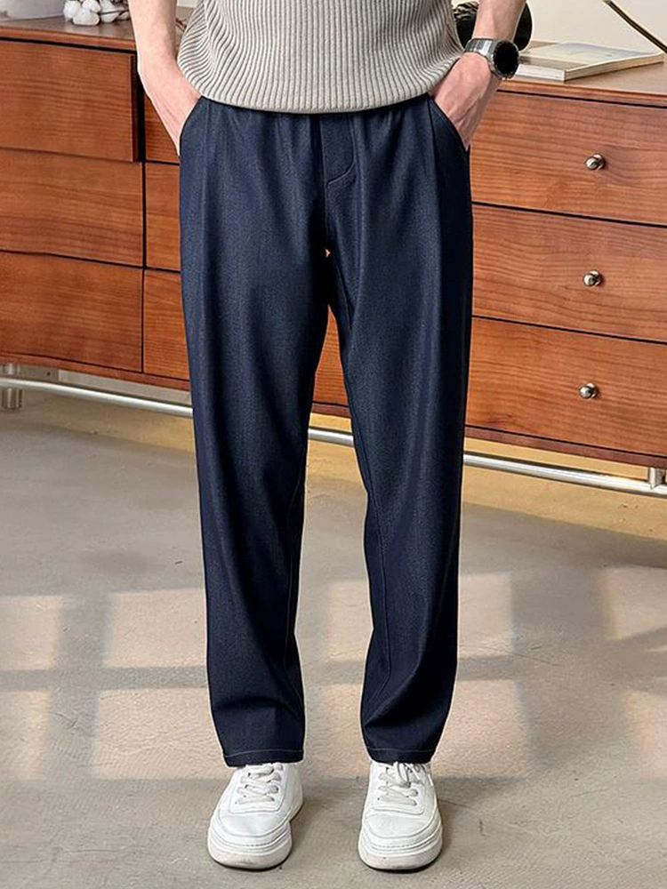 Летние 2025 стильные ретро модные мягкие драпированные прямые джинсы для мужчин, мужские повседневные брюки