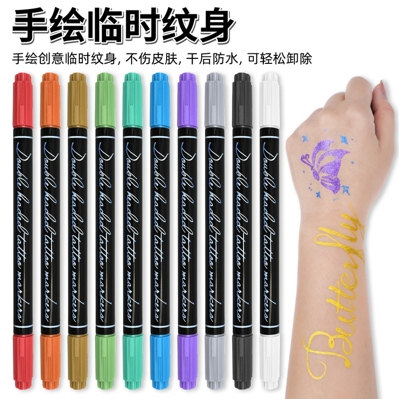 Cross-Border Double-Ended Temporary Tattoo Pen Body Marker Pen Skin Marker Pen Body Painting Holiday Party