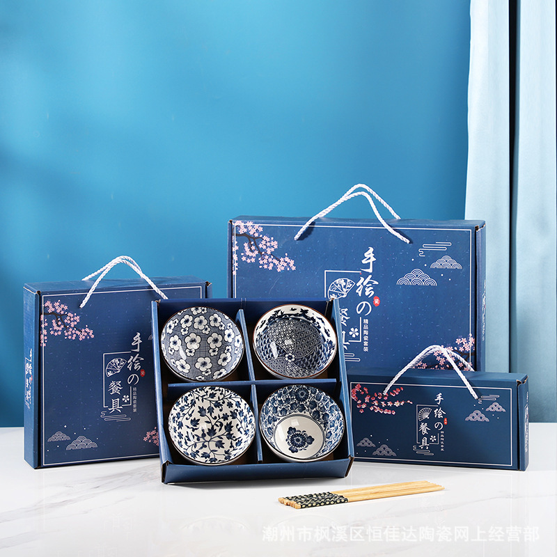 Year of the snake hand-painted bowl chopsticks suit gift ceramic bowl chopsticks blue and white porcelain bowl tableware suit creative bowl wholesale manufacturers Year of the snake hand-painted bowl chopsticks suit gift ceramic bowl chopsticks blue and white porcelain bowl tableware suit creative bowl wholesale manufacturers