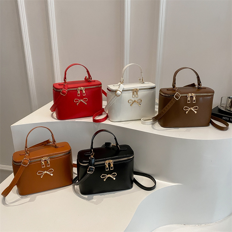 Bolso bandolera de estilo occidental de moda coreana para mujer 2025 nuevo bolso de caja cuadrada bolso de hombro con lazo dulce bolso cuadrado pequeño