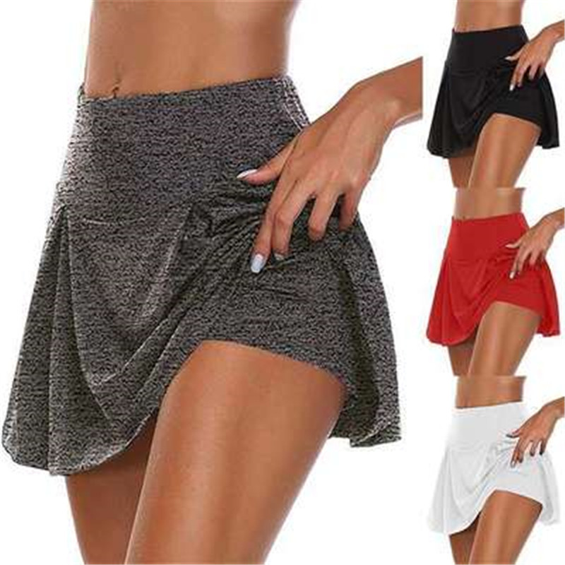 2023 Summer European and American Amazon Basic Summer Women's Solid Color Fake Two-Piece Leggings Women's Skirt
