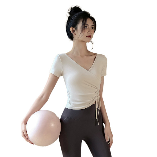 Yoga women's sport top quick-drying short-sleeve T-shirt running high-end professional Pilates training fitness clothing summer