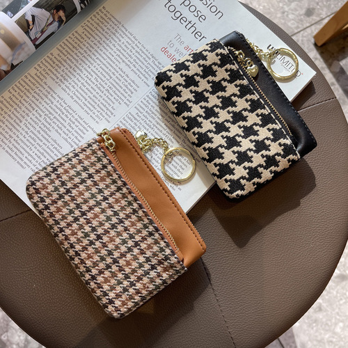 Canvas small wallet women's ultra-thin coin coin purse zipper compact mini new 2024 fashion trend