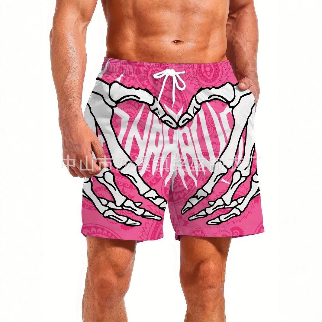 New Summer Men's Beach Shorts for Export, Custom Outdoor Sports Casual Shorts, Men's Large Size Full-Print Three-Quarter Shorts