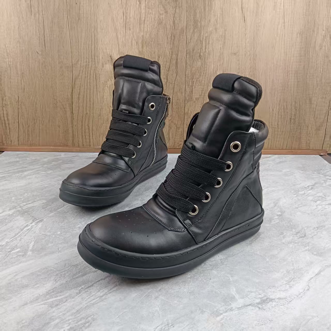 Herren High Top Martin Boots Aus Echtleder Mit Dicker Sohle_voghion.com