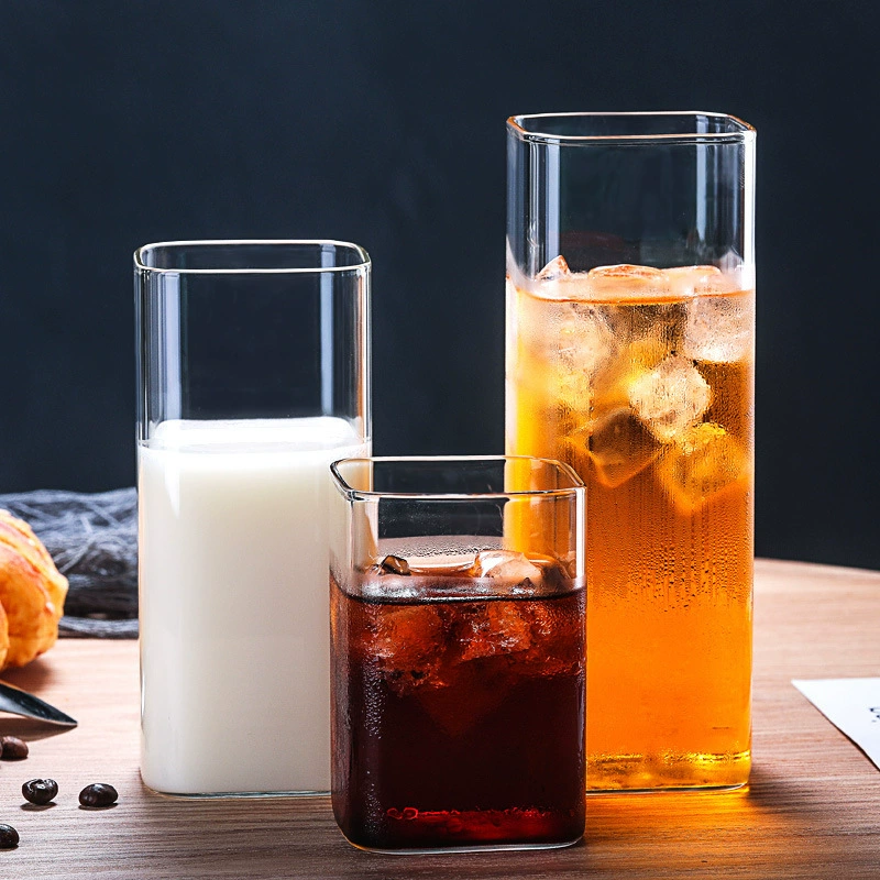 Square Coffee Glass, High-Quality Transparent Glass, 240–460 ml, Giftable