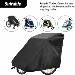 Cross-border European station bicycle trailer cover 210D black silver-coated Oxford cloth trailer rain cover dust protection cover
