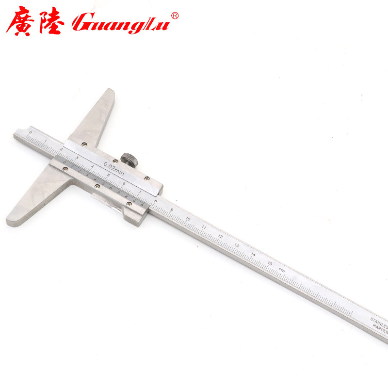 广陆 深度游标卡尺0-150mm 不锈钢游标深度尺 151-100K