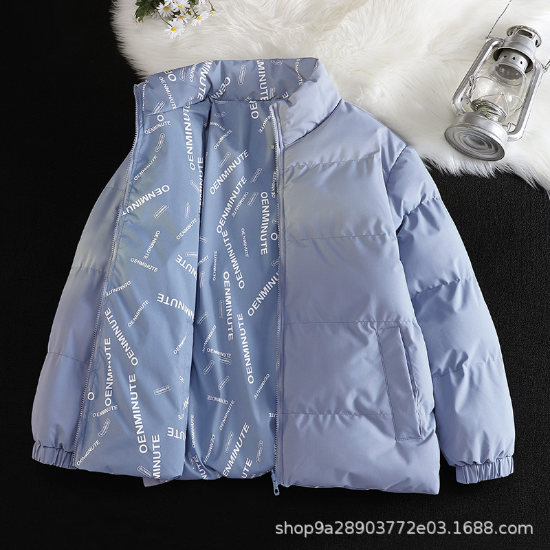 Cross-border foreign trade TiktokTume popular double-sided down cotton jacket for men, thickened winter puffer coat, loose-fitting cotton coat Cross-border foreign trade TiktokTume popular double-sided down cotton jacket for men, thickened winter puffer coat, loose-fitting cotton coat