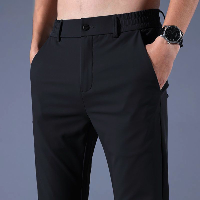 Pants Men's 2025 New Ice Silk Sports Straight Pants Business Pants Summer Thin Quick-drying Casual Pants Men