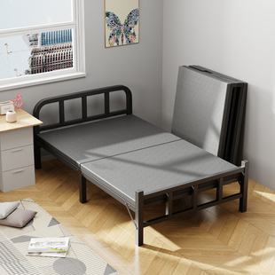 School Thickened Iron Dormitory Construction Site Lunch Break Shelf Bed Single Adult Iron Bed Folding Thickened Iron Bed Rental House