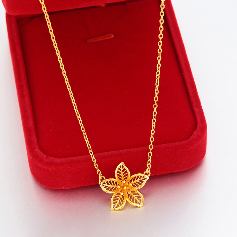 Joyería Xuping imitación de flores de oro collar ligero de lujo nicho simple diseño hueco joyería regalo del día de la madre al por mayor
