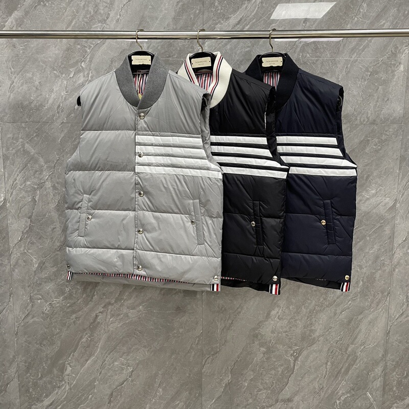 Factory Direct Tb Autumn and Winter Classic Four-Stripe Chest Stand Collar Vest down Jacket Unisex Versatile