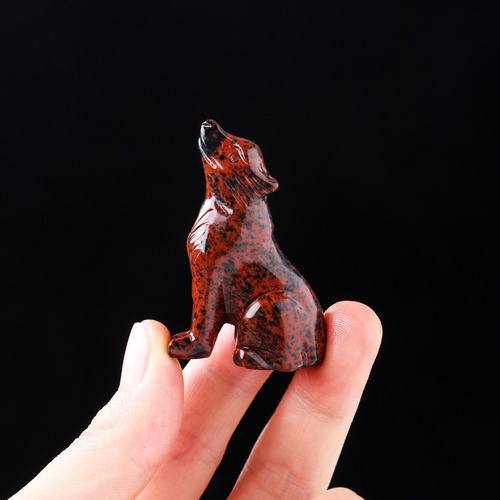 Natural crystal wolf cub animal carvings, semi-precious stone rough mineral signs, home desktop decoration, handicrafts and ornaments