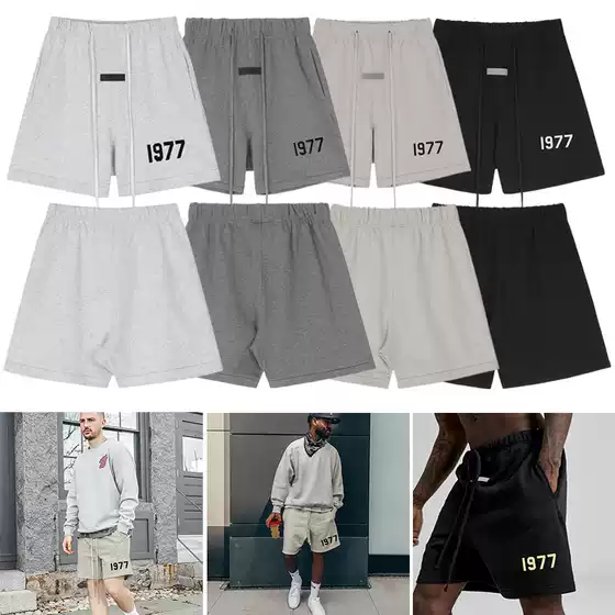 FOG Season 8 New Multi-Line ESSENTIALS American High Street 1977 Flocking Printed Trendy Brand Loose Shorts