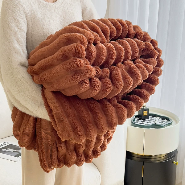 Rabbit fur caramel [Class A maternal and infant fabric, thickened imitation rabbit plush, fur-level touch]