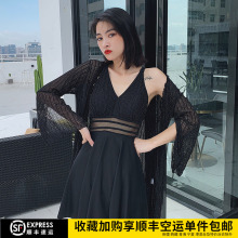 泳衣女黑色性感大码胖mm200斤遮肚显瘦连体裙式遮肉保守罩衫温泉