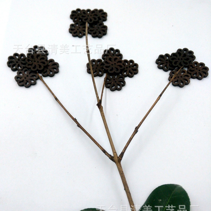 Botón hueco de aproximadamente 2cm de diámetro, hebilla de crisantemo retro, decoración de madera, hebilla de crisantemo retro marrón oscuro