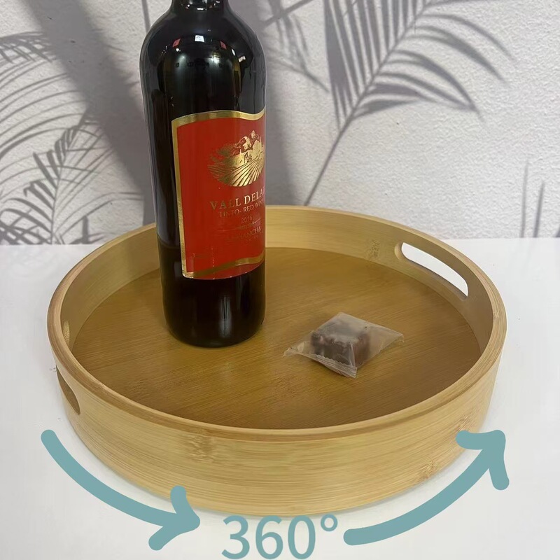 Bamboo Tray Round Japanese Cake Scandinavian Household Tea Cup Restaurant Barbecue Round Dry Tea Tray Rotatable