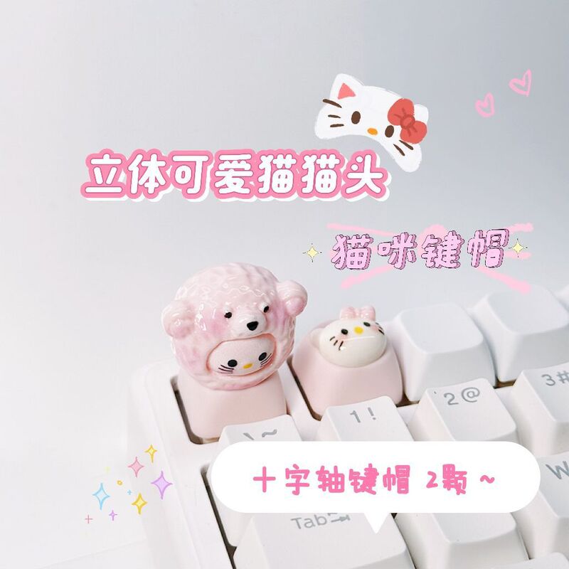 DIY Keycap Personalized 3D Two-Axis Keyboard Keycap Cat Cross Moa Decoration Cute Desktop