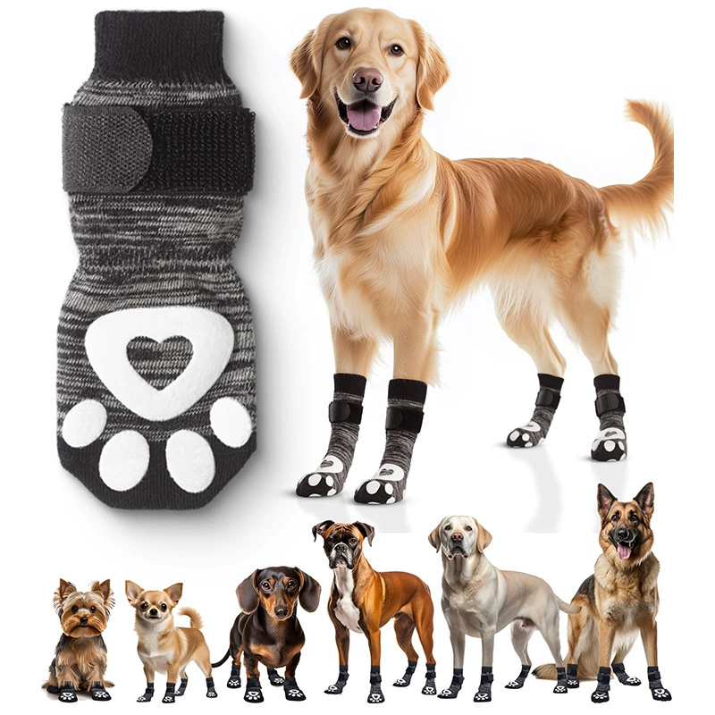 Новые носки для домашних животных, хлопковые носки для собак, дышащие, нескользящие, с защитой от падения, носки с двусторонним принтом для крупных собак, золотистых ретриверов
