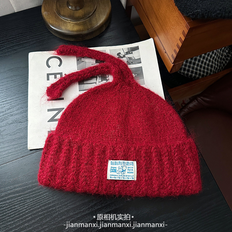 韩版冬季毛线套头帽可爱长辫子针织帽加厚保暖洋气滑雪套头冷帽|undefined