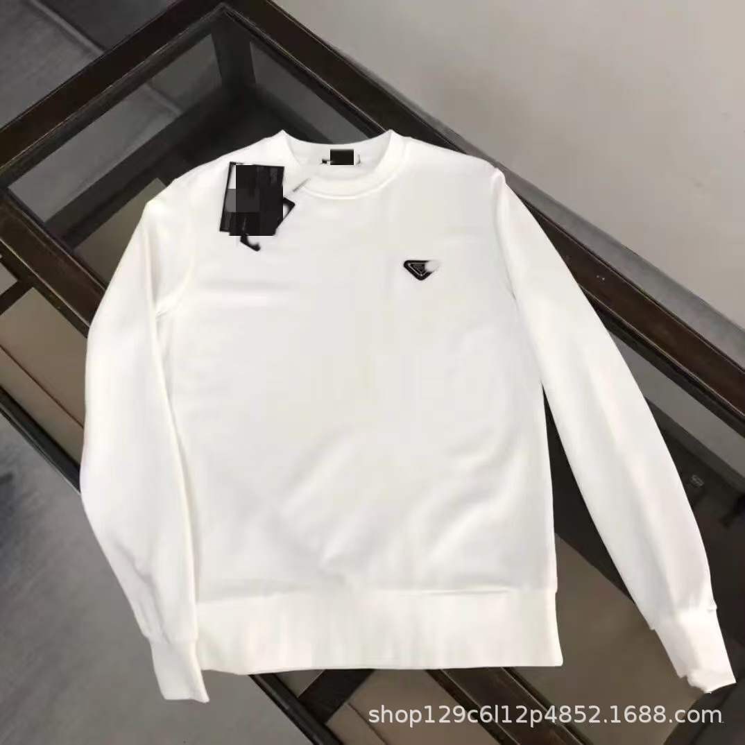 Foreign Trade Cross-Border Metal Triangle Logo Autumn and Winter New Style Unisex Crew Neck Sweatshirt