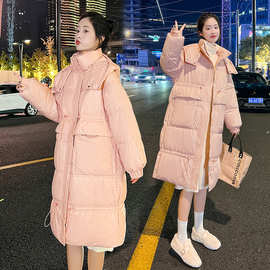 2023年新款羽绒棉服女中长款冬季加厚面包服韩版棉袄学生棉衣外套