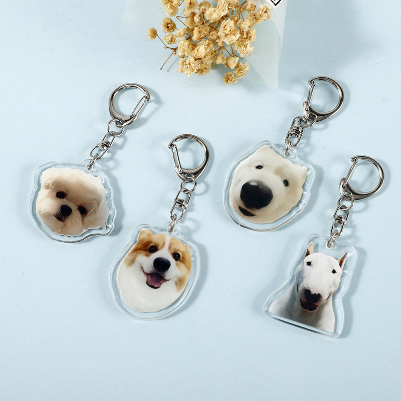卡通宠物周边狗狗头像亚克力钥匙扣爱犬系列钥匙链情侣挂件装饰|undefined