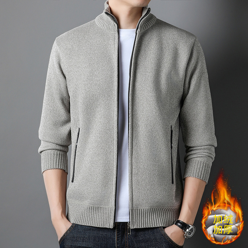 2023 autumn and winter new fashion brand cardigan sweater men's casual solid color top coat versatile men's long-sleeved sweater