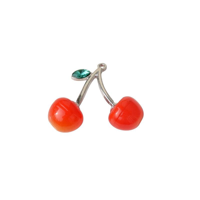 Inlay Design 10 PCS/Package 31*25mm Zinc Alloy Zircon Cherry Pendant
