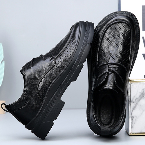Large Width Headwear Shoes for Men Spring and Summer Men's Shoes Breathable Fashion Comfy Thick Sole Business Formal Casual Shoes