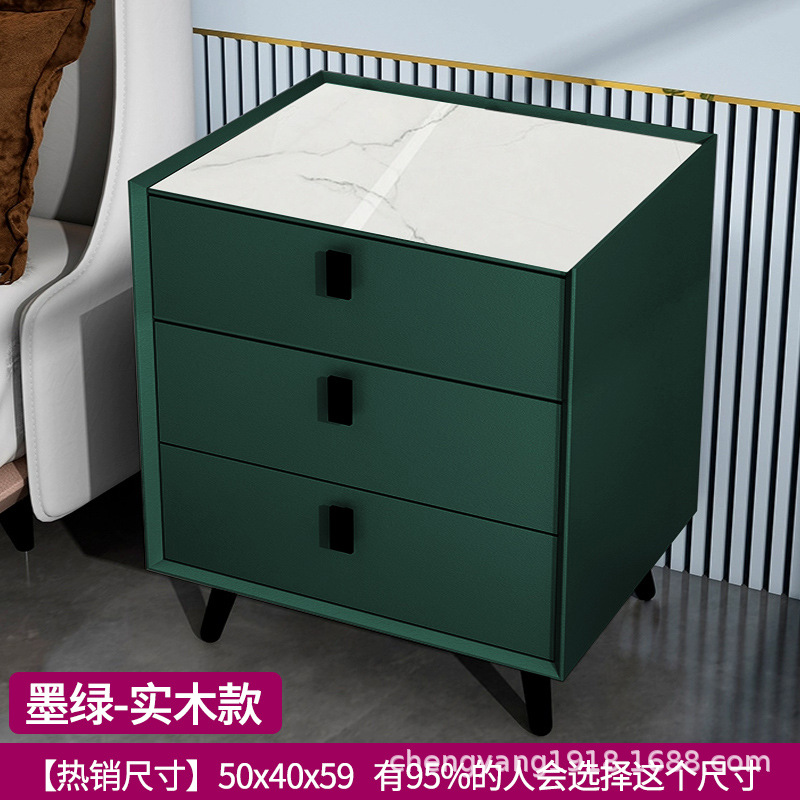 Mesita de noche madera maciza Placa de roca simple moderno Internet celebridad dormitorio mesita de noche protección del medio ambiente todo partido gabinete de almacenamiento mesita de noche