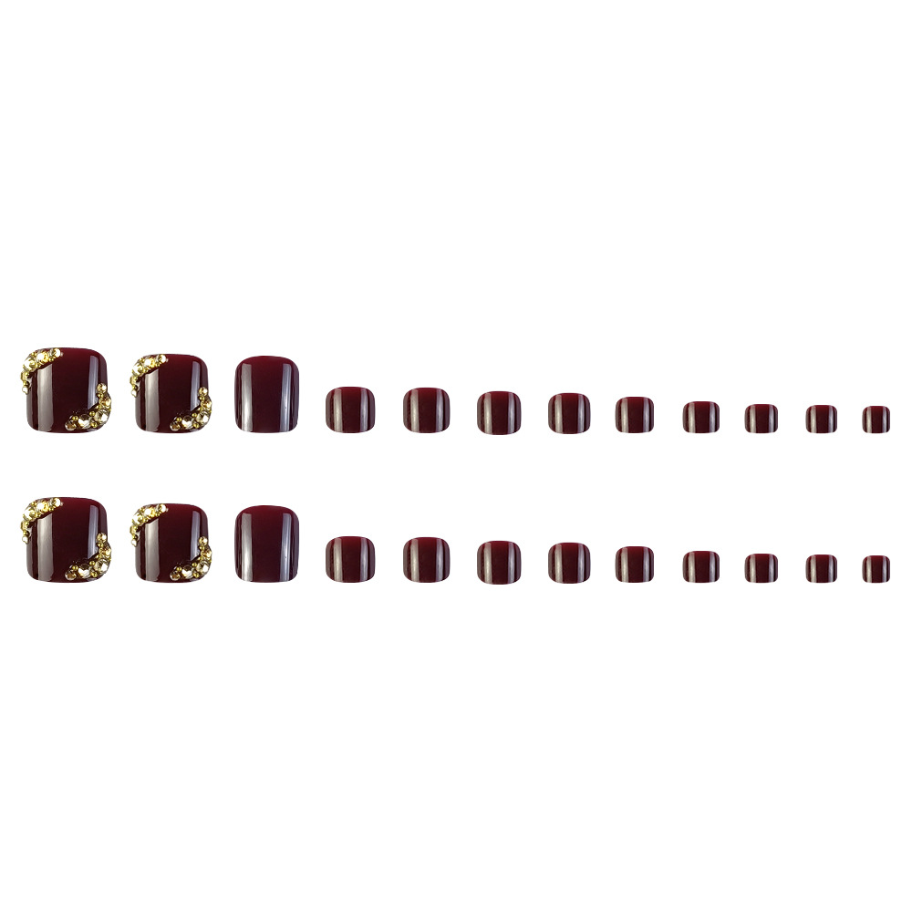 Dingjiu red Gold Pearl Perfora la manicura, la uña del pie del comercio exterior, el pie lleva una placa de armadura, 24 piezas de parches de uñas del pie image 6