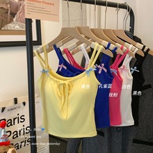 新款人棉蝴蝶结设计感甜辣妹吊带背心女装一体式夏季外穿美背ins