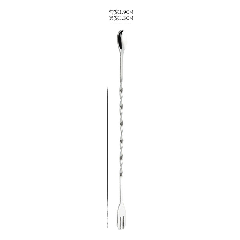 304 Stainless Steel Mixing Spoon with Long Handle, Double-Ended Bar Spoon, Cocktail Mixing Tool, Thickened Stirring Stick Spoon