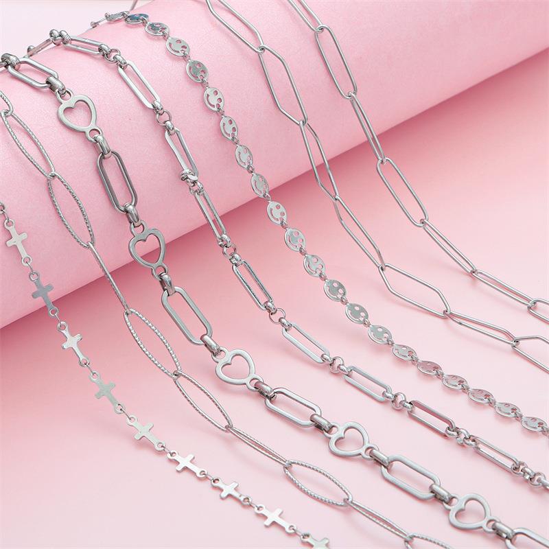 Stainless Steel Chain Cross Peach Chain Extended Chain DIY Handmade Bracelet Necklace Beaded Material Jewelry Accessories Stainless Steel Chain Cross Peach Chain Extended Chain DIY Handmade Bracelet Necklace Beaded Material Jewelry Accessories