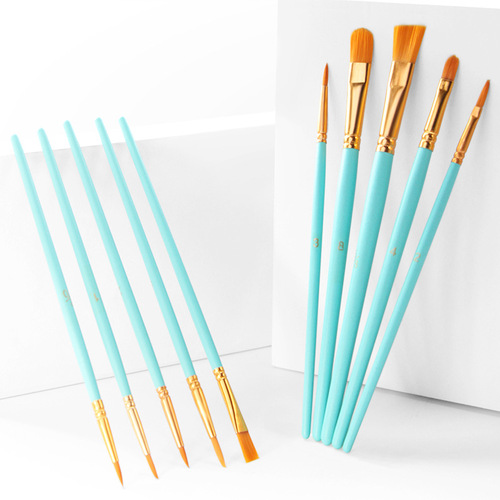 Oil paint brush set Wooden gouache watercolor painting brush set 10 pieces student hand-painted art brush