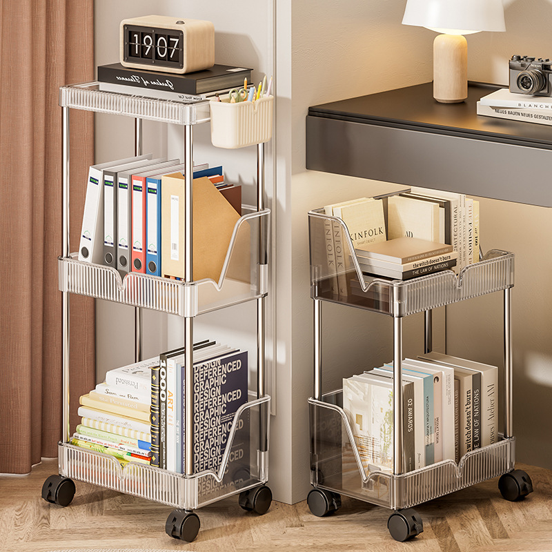 Multi-Layer Storage Rack Artifact Storage Rack Snack Transparent Mobile Trolley for Books under the Table Cabinet Home Acrylic