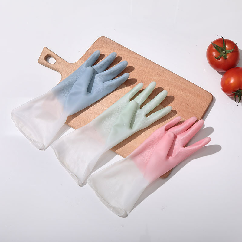 家务洗碗手套橡胶乳胶厨房清洁刷锅洗衣服塑胶渐变色防水薄款塑钢