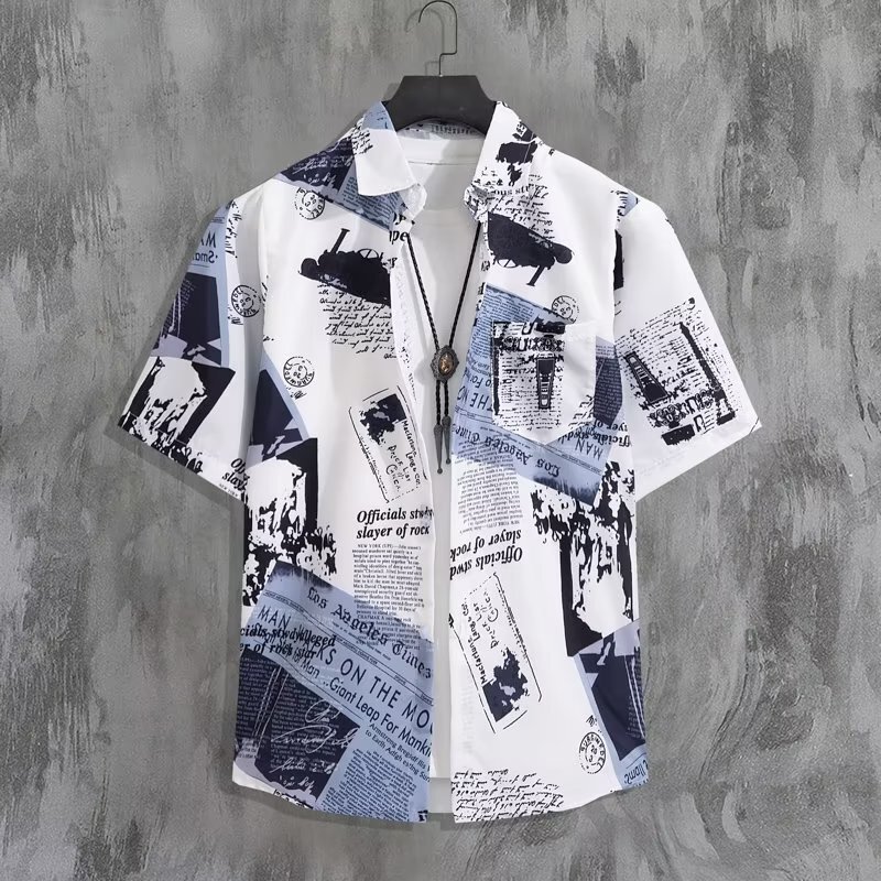 2025 Summer Short-sleeved Men's Shirt Men's Fashion Seaside Beach Holiday Casual Loose Shorts Sanya Travel suit