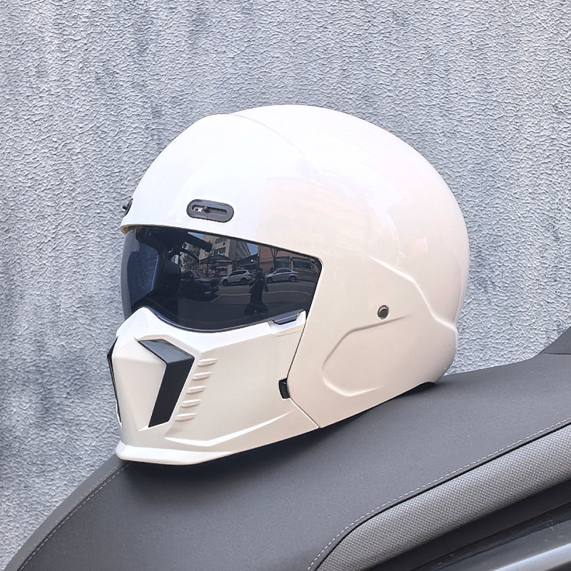 Casco de Motocicleta Retro Cruzado de Estilo Guerrero, Talla Grande, con Diseño de Escorpión, Ligero y Integral