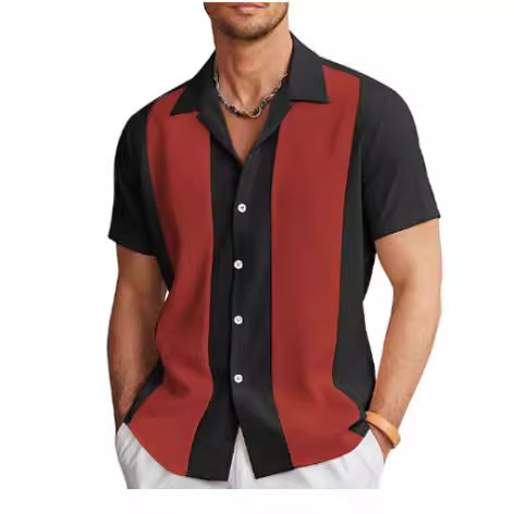 Cross-border Hawaii Shirt Summer Short Sleeve Men's Beach Striped Print Imported Men's Clothing Short Sleeve Wholesale