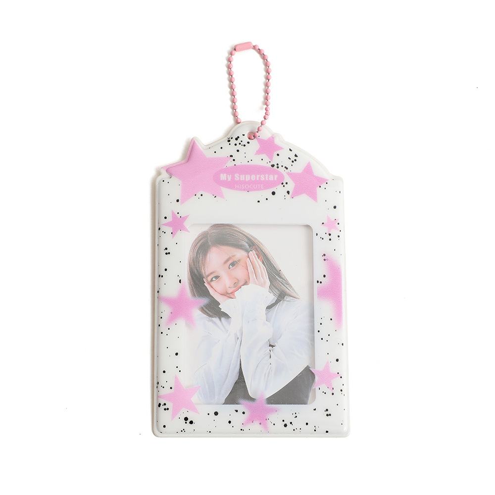 Hisoculte salpicaduras tinta estrella serie PVC transparente titular de la tarjeta estudiante de tres pulgadas aidou tarjeta pequeña tarjeta gu titular de la tarjeta de comida bolsa